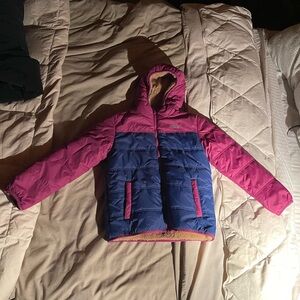 Eddie Bauer Kids Reversible Two-Tone Pink and Blue Puffer Jacket.Never worn.